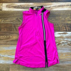 jamie sadock Bright Magenta Golf Top with Black Piping and Yellow Accent